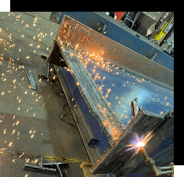 Iron Welding With Bright Light and Sparks