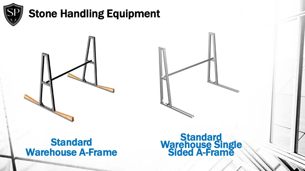 A series of different types of stands for handling equipment.