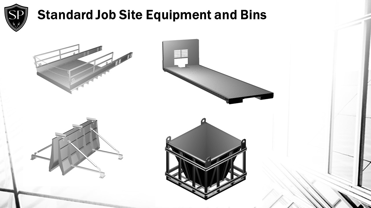 A bunch of different types of equipment and bins.