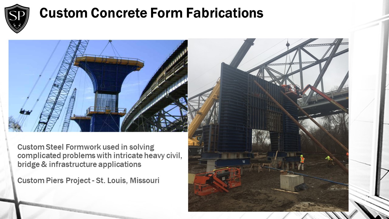 A picture of construction equipment and the words " concrete form fabrications."